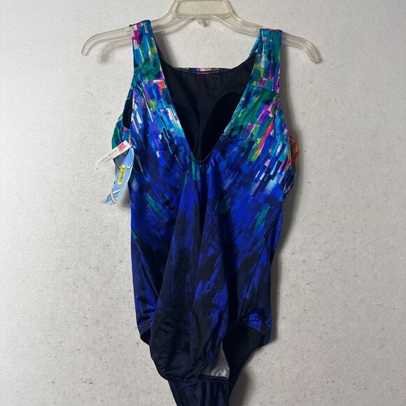 Womans Inches Away onepiece Swimsuit 18W slimming tummy panel colorful NEW - Picture 2 of 6